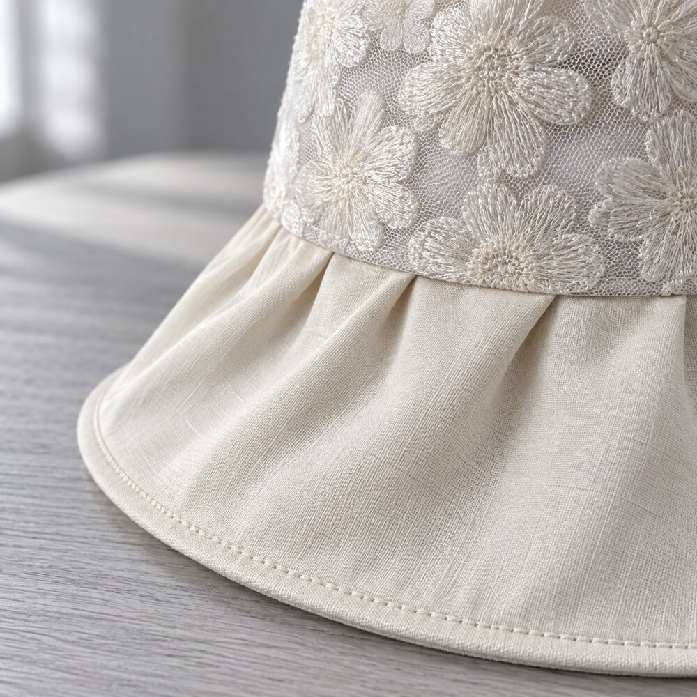 CHANEL Ivory Floral Lace Bucket Hat - Picture 6 of 6